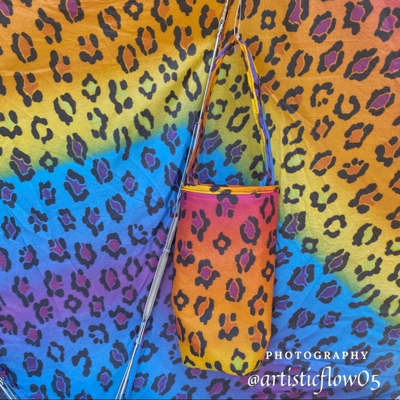 NEW! Totes Small Compact Rainbow Leopard Umbrella - Picture 5 of 8